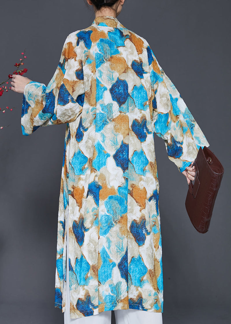 Blue Oversized Tie Dye Cotton Cardigans Spring