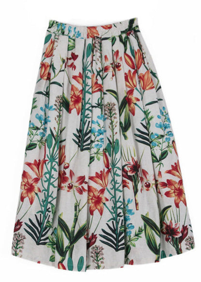 Print Wrinkled Cozy a Line Skirt Summer