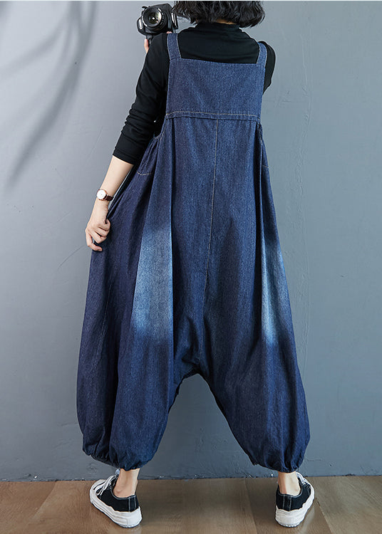 Blue Oversized Pockets Denim Overalls Jumpsuit Summer