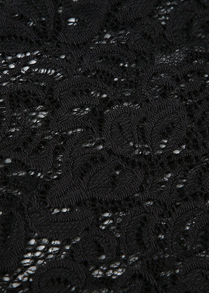 Slim Fit Black Hollow Out High Waist Lace Flare Bottoms Summer