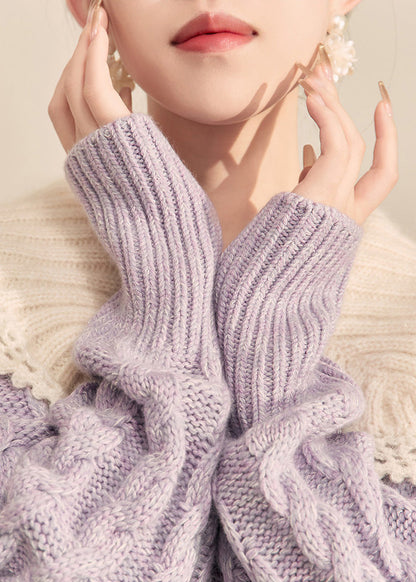Purple Peter Pan Collar Button Knit Cardigan Fall