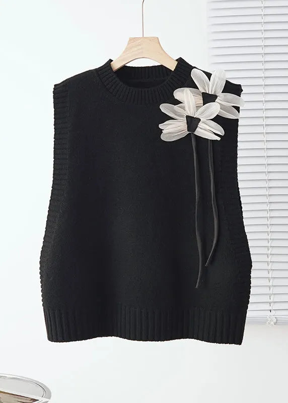 Modern Grey Decorated Warm Knit Vests Fall