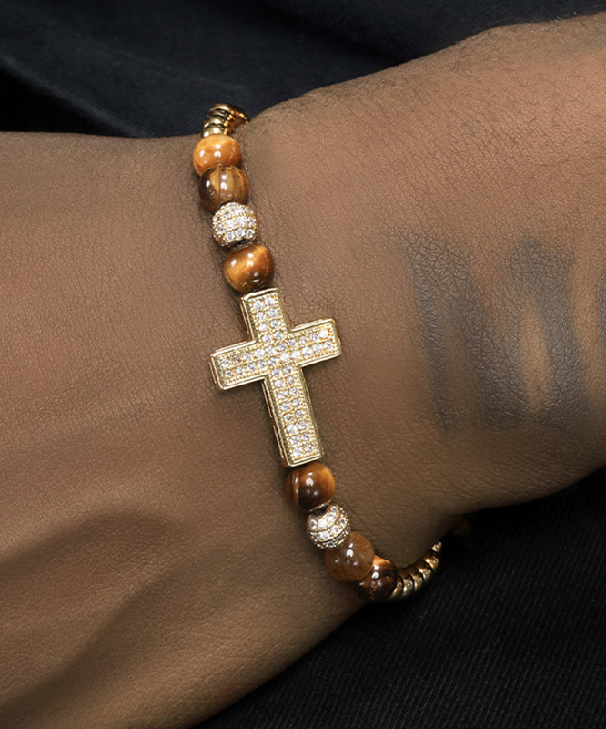 Gold Copper Overgild Zircon Cross Charm Bracelet