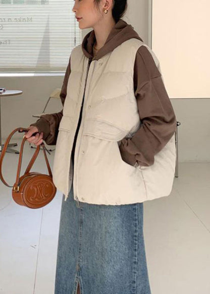 Stylish Beige Oversized Warm Duck Down Down Vests Winter
