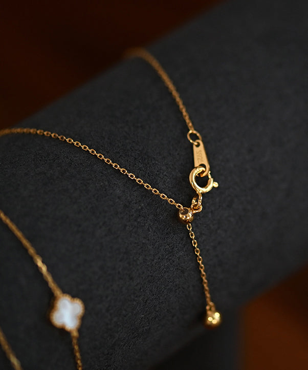 Four Leaf Clover Pearl Starlight Adjustable Gold Plated Choker