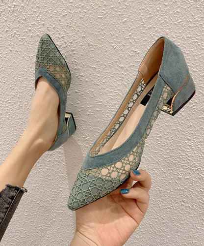 Blue Cowhide Leather Hollow Out Sandals