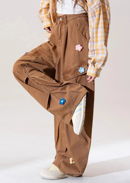 Italian Coffee Pockets Denim Straight Pants Fall