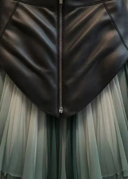 Gradient Color Wrinkled Tulle Patchwork Skirts Spring