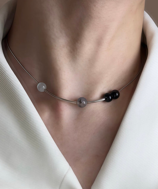 Blackish Crystal Tungsten Steel Necklace