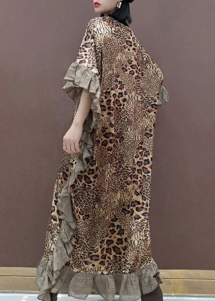 Loose O Neck Ruffles Spring Clothes Lnspiration Leopard Dress