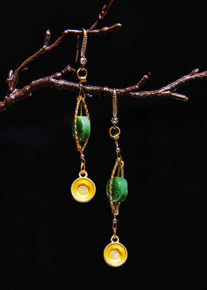 Blessed Bowl Gilding Fine Jade Drop Earrings