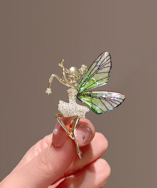 Diy Green Alloy Zircon Belle Butterfly Brooches