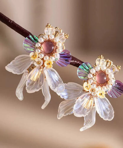 Diy Colorblock Acrylic Pearl a Pair Goldfish Hairpin