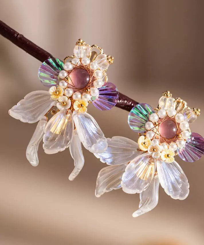 Diy Colorblock Acrylic Pearl a Pair Goldfish Hairpin