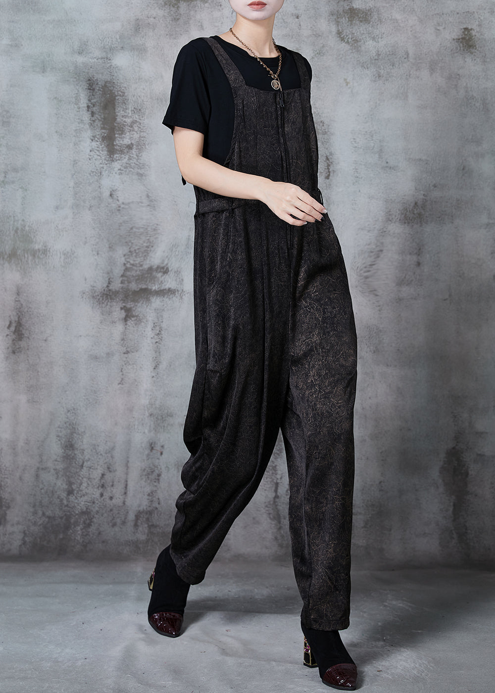 Black Oversized Print Cotton Two Piece Suit Set Summer