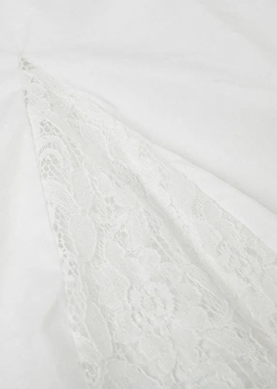 White Asymmetrical Lace Patchwork Skirts Summer