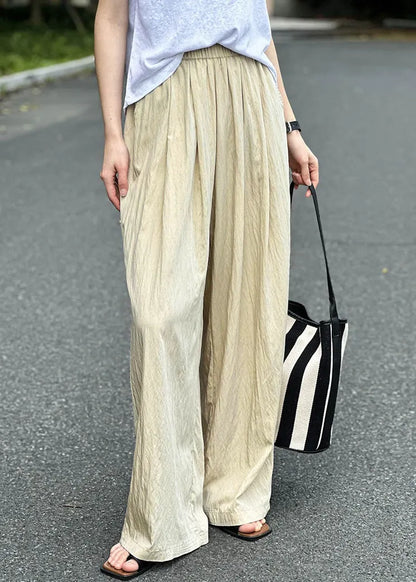 Apricot Thin Cotton Summer Pants Elastic Waist