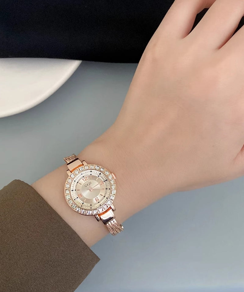 Blue Stainless Steel Zircon Quartz Movement Chain Waterproof Watches