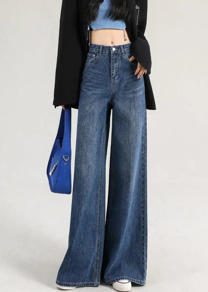 Italian Light Blue Pockets High Waist Denim Pants Spring