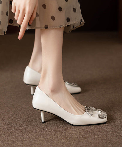 Sequined Splicing Stiletto High Heels Beige Faux Leather