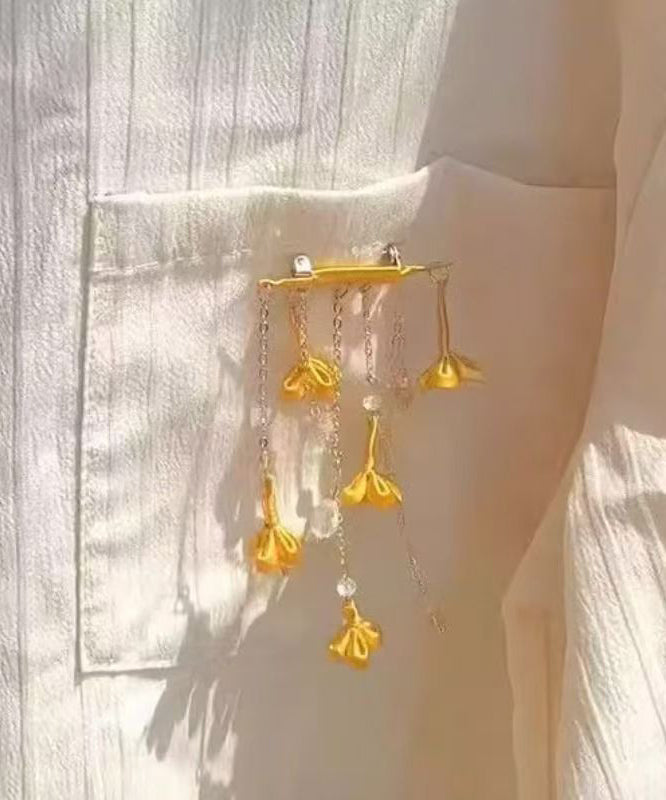 Retro Gold Copper Alloy Osmanthus Tassel Brooches