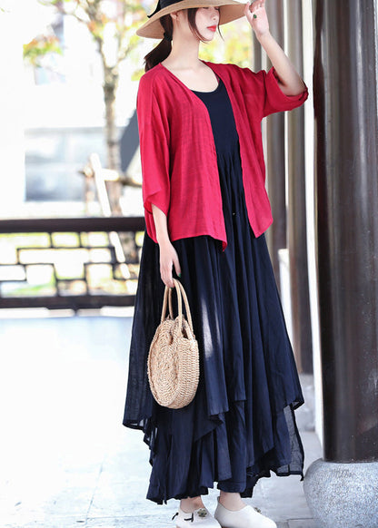 Black Asymmetrical Design Cotton Spaghetti Strap Dress Summer