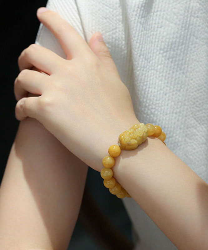 Yellow Jade a Mythical Wild Animal Beaded Bracelet