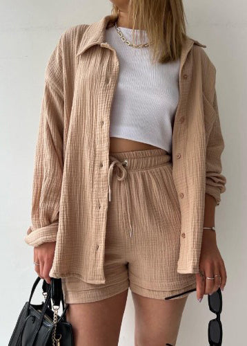 Green Oversized Pocket Cotton 2 Piece Outfit Summer