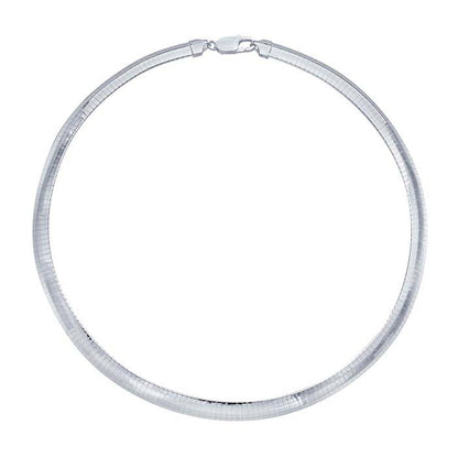 8mm Wide Sterling Silver Omega Necklace Chain - 18 Inches