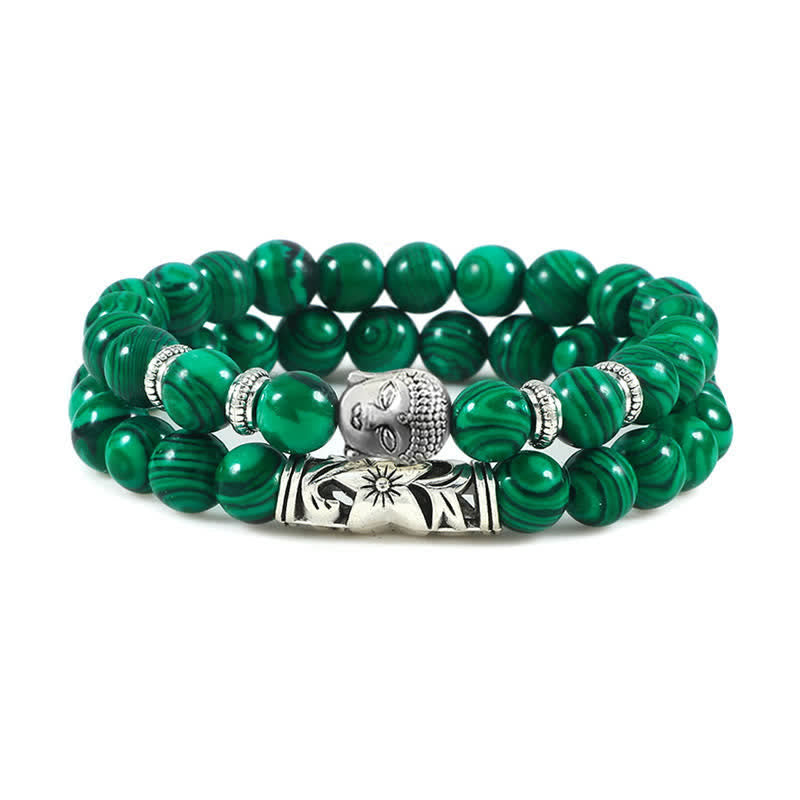 Buddha Stones 2pcs Natural Crystal Agate Buddha Protection Bracelet