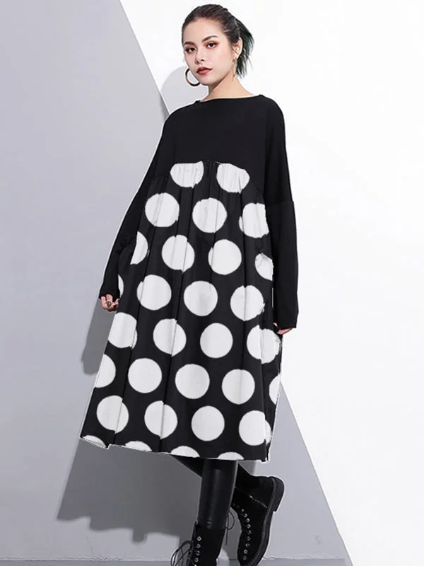 Stylish Black Cotton Shift Dress Cotton Clothing Dress High Waist Patchwork Cotton Dress