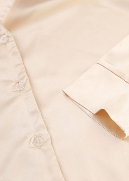 Apricot Elastic Waist Ice Silk Shorts Skirts Three Piece Suit Set Summer