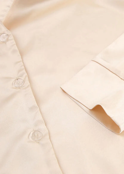 Apricot Elastic Waist Ice Silk Shorts Skirts Three Piece Suit Set Summer