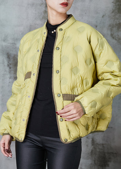 Grass Green Asymmetrical Patchwork Duck Down Puffer Coat Spring