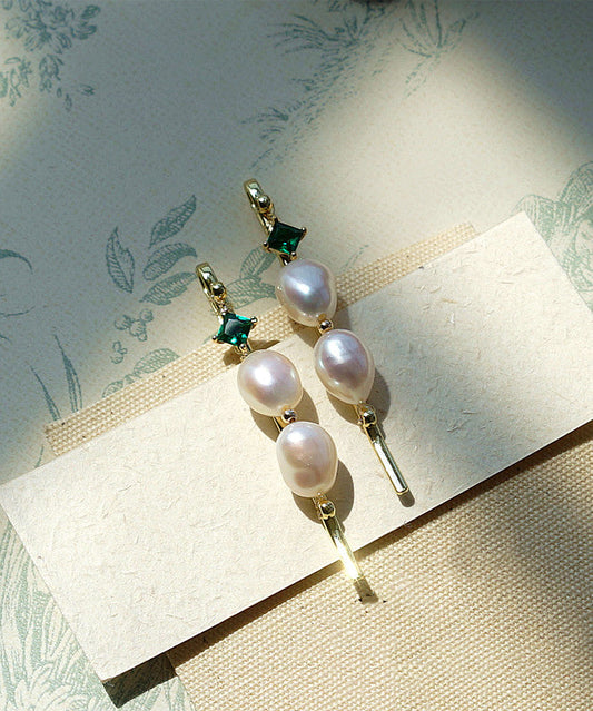 Gold Alloy Zircon Pearl Emerald a Pair Hairpin