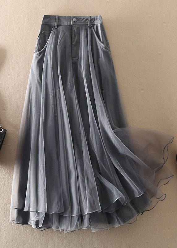 Natural Print2 High Waist Patchwork Tulle Skirts Spring