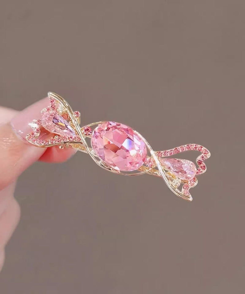 Pink Alloy Crystal Zircon Candy Hairpin