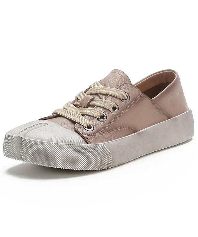 Green Flat Shoes Cowhide Leather Art Cross Strap Flat Shoes for