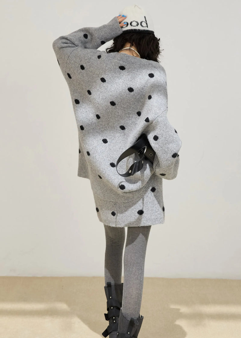 Grey Oversized Cozy Knit Two Pieces Set Winter