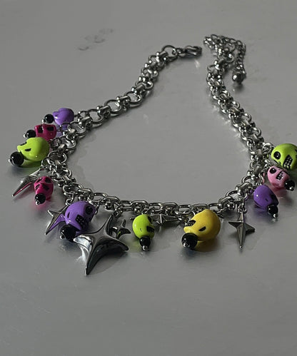 Rainbow Alloy Acrylic Colored Skeleton Lariat Necklace