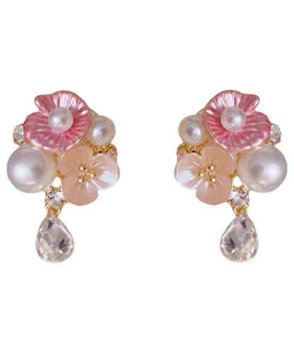 Rainbow Copper Overgild Zircon Pearl Water Droplet Drop Earrings