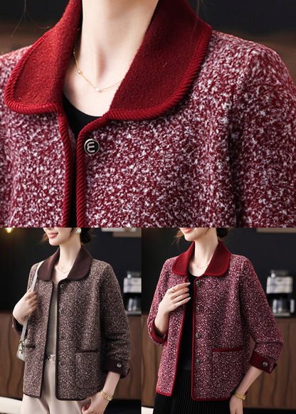 Coffee Print Pockets Coat Bracelet Sleeve