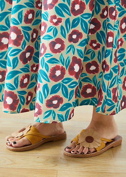 Morning Glory Print Exra Large Hem Cotton Skirt Fall