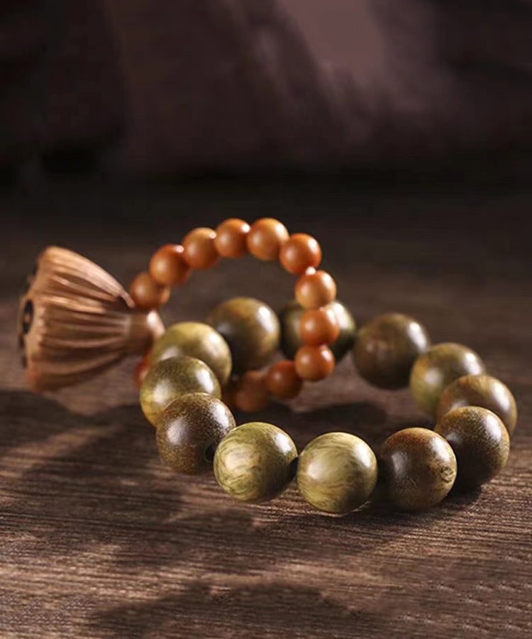 Colorblock Olivary Nucleus Beading Tassel Bracelet