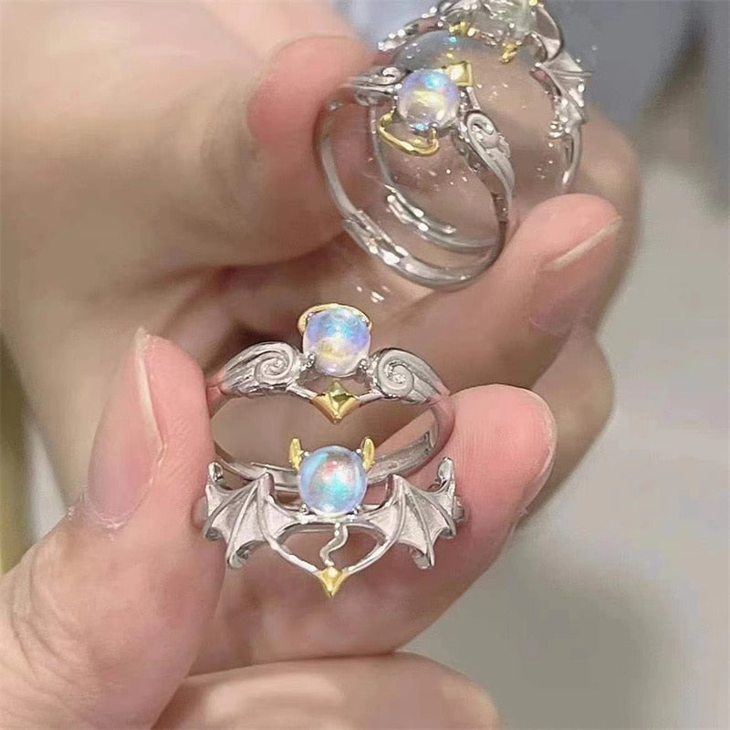 Angel & Demon Adjustable Rings Set