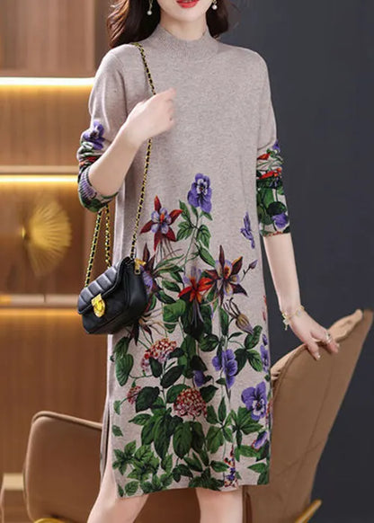 Camel Side Open Cozy Wool Knit Dressturtleneck Spring
