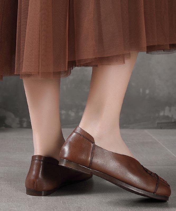 Khaki Flats Hollow Out Splicing Flat Shoes for