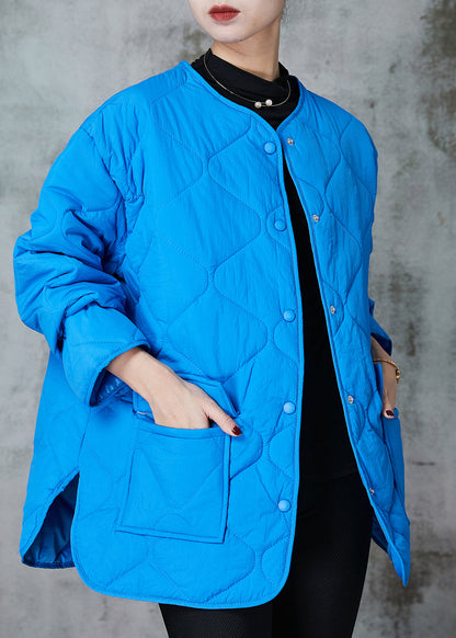 Blue Oversized Pockets Fine Cotton Filled Coats Spring