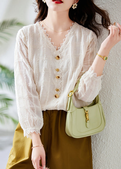 Black V Neck Lace Patchwork Chiffon Shirt Top Fall