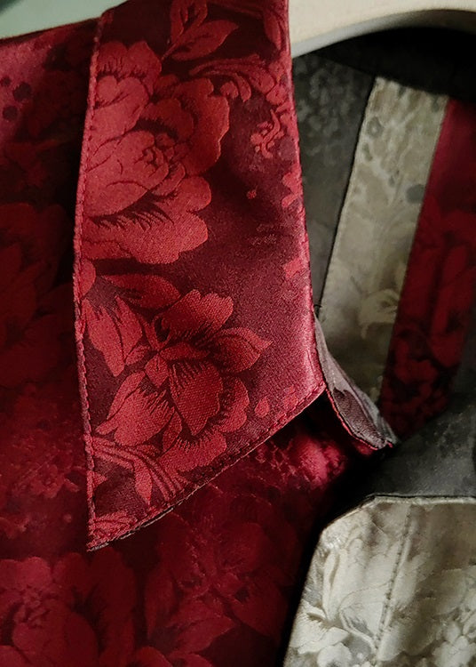 Mulberry Peter Pan Collar Patchwork Silk Shirt Tops Spring